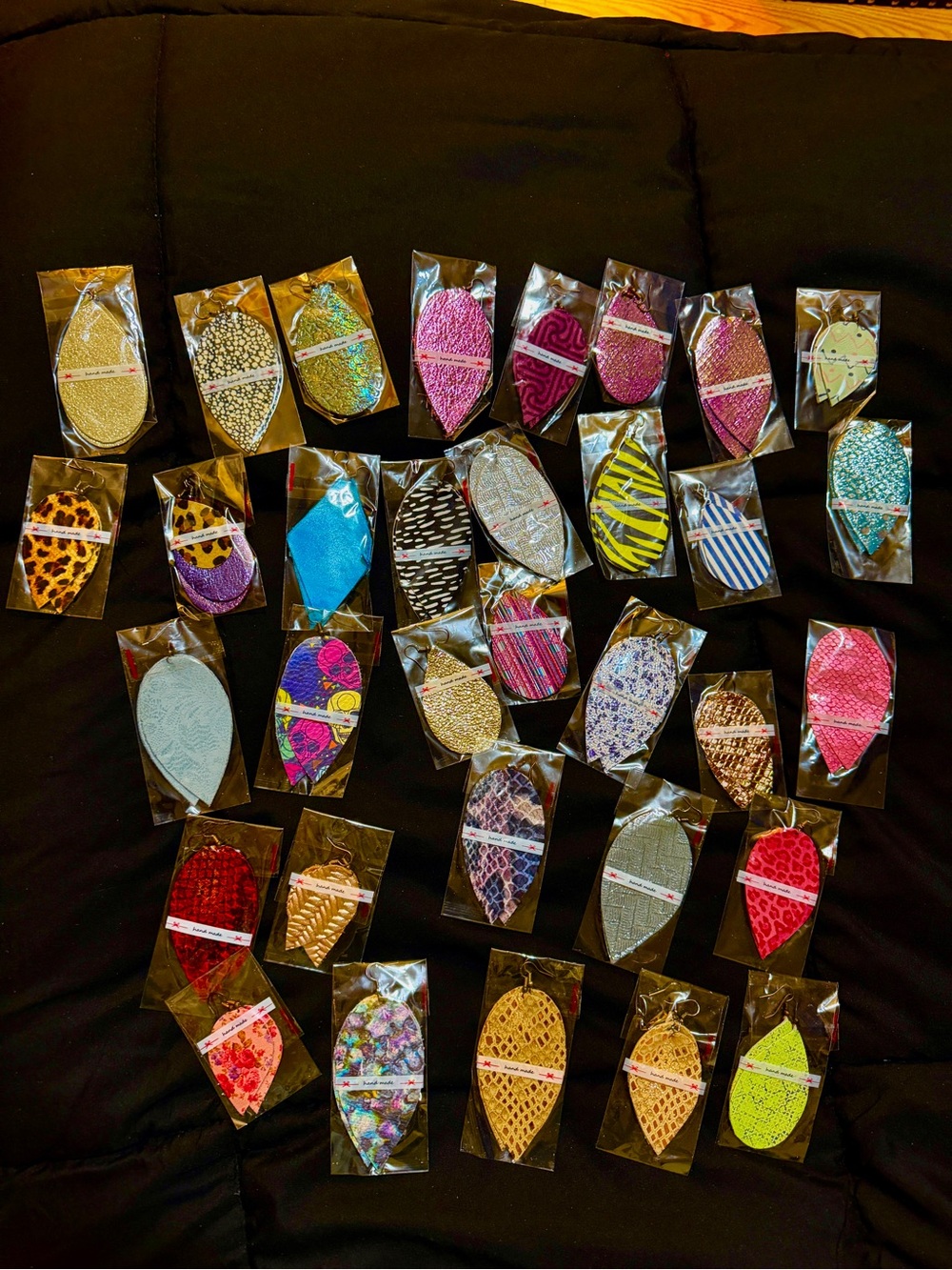 Assorted Genuine Leather Teardrop Earrings - Multipack